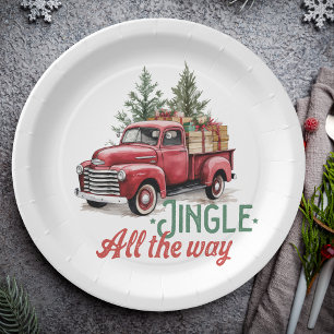 Vintage Style Jingle All The Way Christmas Paper Plate