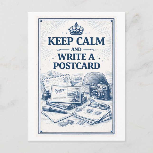 Vintage-Style "Keep Calm" "Write a Postcard" Postcard (Front)