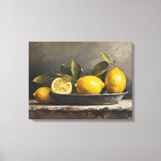 Vintage Style Lemon Fruit Oil Painting Canvas Print