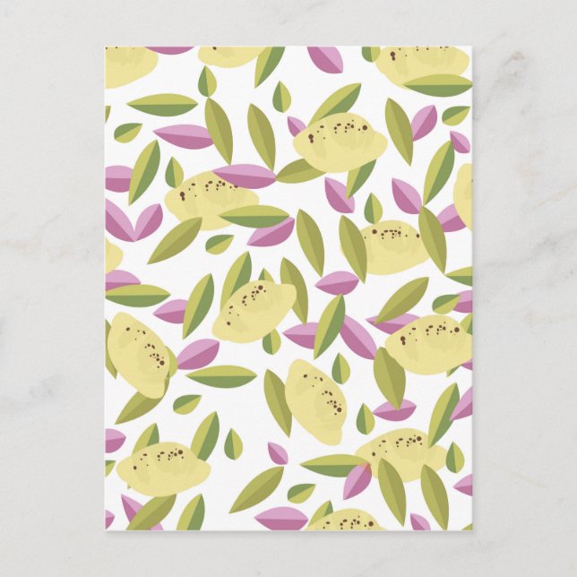 Vintage style lemon pattern postcard (Front)