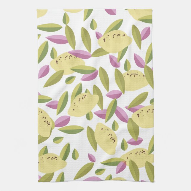 Vintage style lemon pattern tea towel (Vertical)