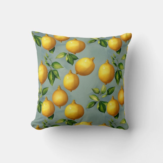 Vintage Style Lemons Pattern Wallpaper Art Cushion (Front)