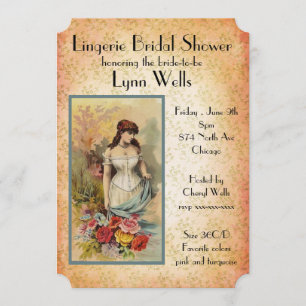 Vintage Style Lingerie Bridal Shower Invitation