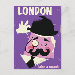 Vintage style london businessman travel poster postcard