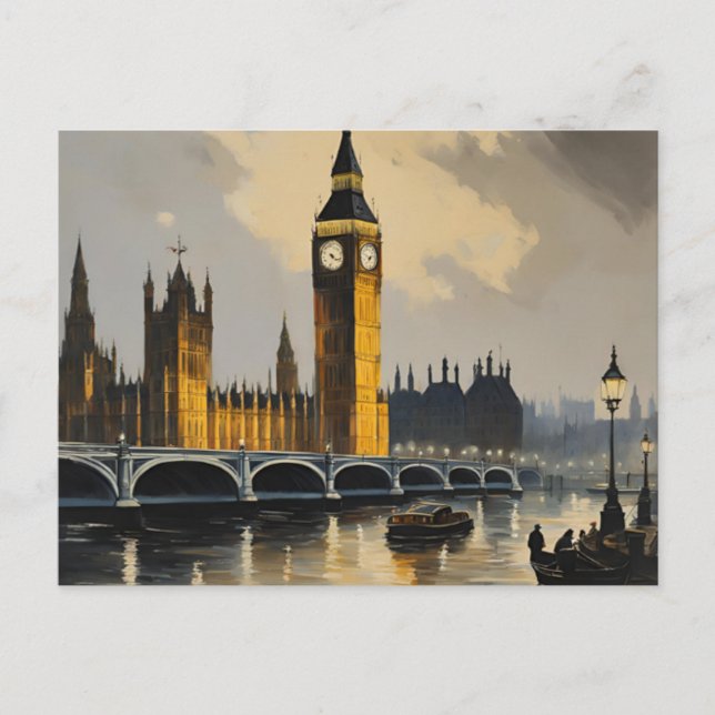 Vintage Style London Travel Big Ben Parliament Postcard (Front)