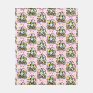 Vintage Style Lovely Gnome with Mushrooms Art Fleece Blanket