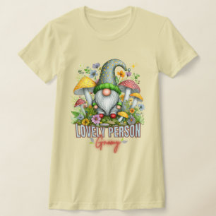 Vintage Style Lovely Gnome with Mushrooms Art T-Shirt
