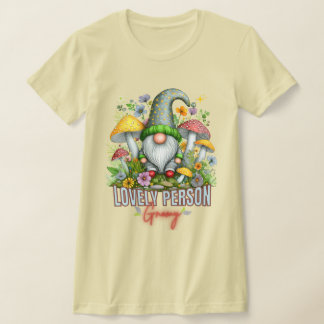 Vintage Style Lovely Gnome with Mushrooms Art T-Shirt