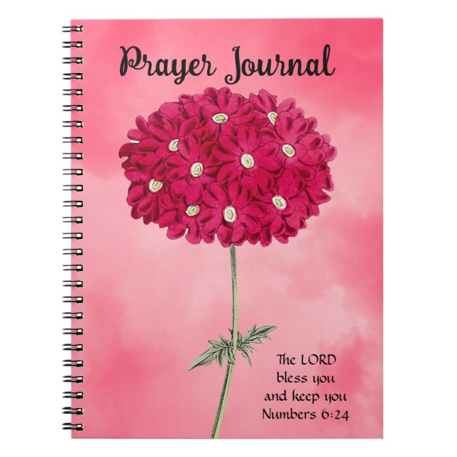 Vintage Style Magenta Hydrangea Prayer Journal (Front)