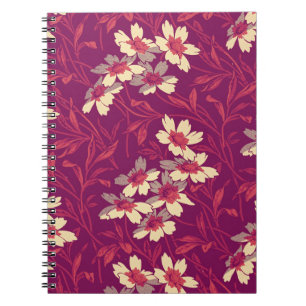Vintage Style Magenta Pink Floral Spiral Notebook