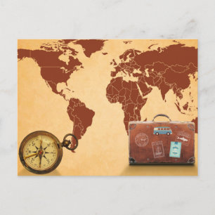 Vintage Style, Map of World Print Postcard