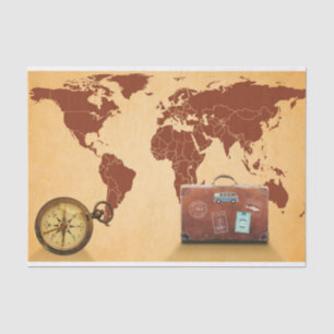 Vintage Style, Map of World Print Tissue Paper