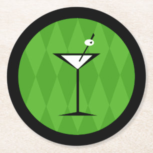 {Vintage Style} { Martini } Round Paper Coaster
