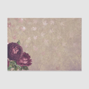Vintage Style Mauve Rose and Leaf Tissue Paper