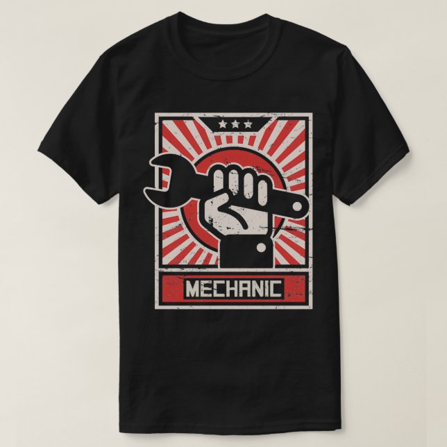 Vintage Style MECHANIC Propaganda Poster T-Shirt (Design Front)