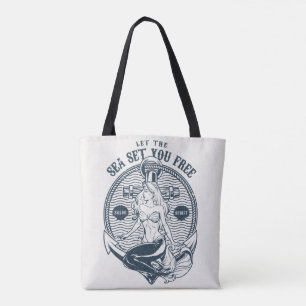 Vintage Style Mermaid Tote Bag