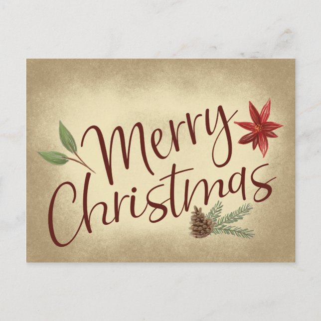 Vintage Style Merry Christmas Holiday Postcard (Front)