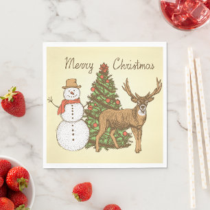 Vintage Style Merry Christmas Napkin