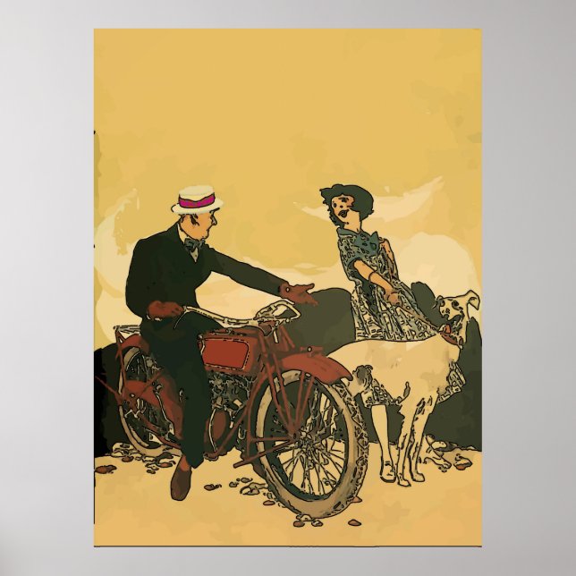 Vintage Style Motorcycle Posters, add text Poster (Front)