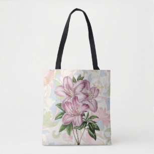 Vintage Style Mulberry Pink Lily Flower Tote Bag