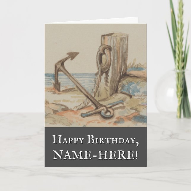Vintage Style Nautical Themed Birthday Card (Front)