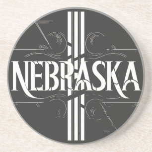 Vintage Style Nebraska Text Design Coaster