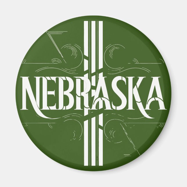 Vintage Style Nebraska Text Design Magnet (Front)