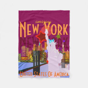 Vintage style New York Travel Fleece Blanket