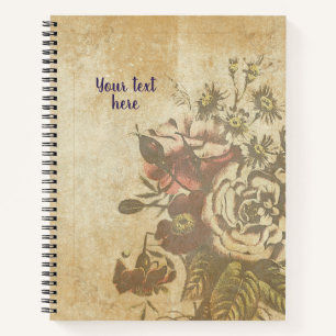 Vintage-Style Notebook with Bengal Roses Design