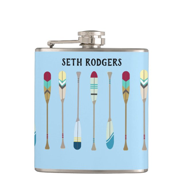 Vintage-style Oars Hip Flask (Front)