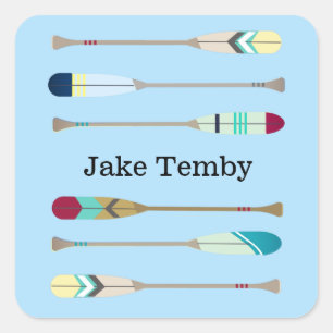 Vintage-style Oars Square Sticker