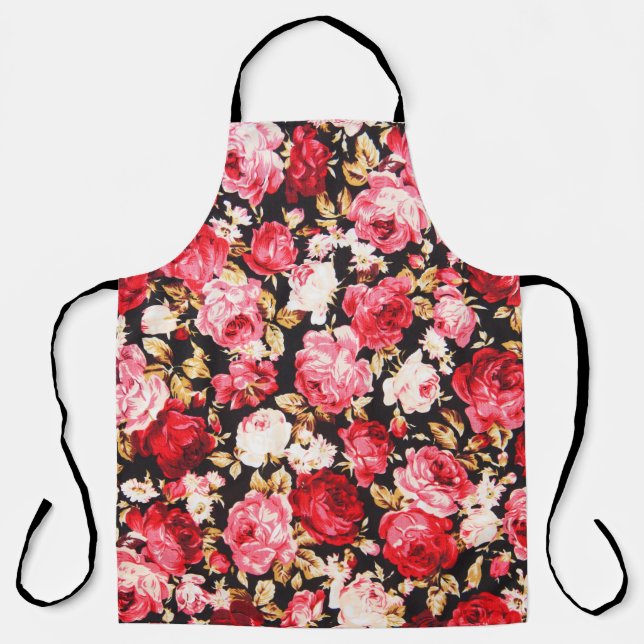Vintage style of tapestry flowers fabric pattern apron (Front)