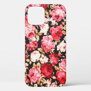 Vintage style of tapestry flowers fabric pattern iPhone 12 case