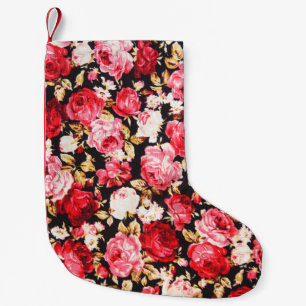 Vintage style of tapestry flowers fabric pattern small christmas stocking