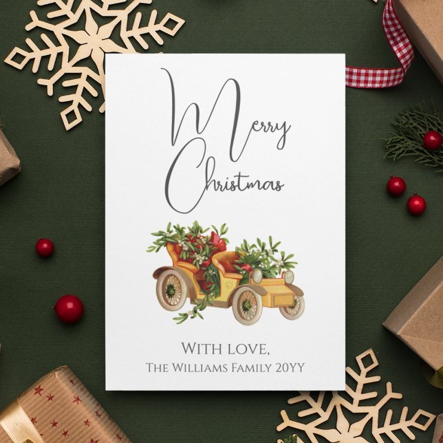 Vintage Style Old Car Mistletoe Merry Christmas Holiday Card (Vintage Style Old Car Mistletoe Merry Christmas Holiday Card
)