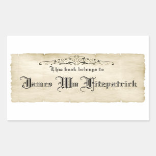 Vintage Style Old Parchment Book Name Label