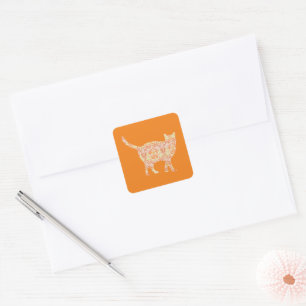 Vintage Style Orange Cat Silhouette Sticker