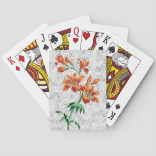 Vintage Style Orange Flowers Playing Cards