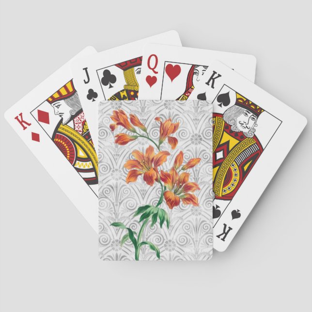 Vintage Style Orange Flowers Playing Cards (Back)