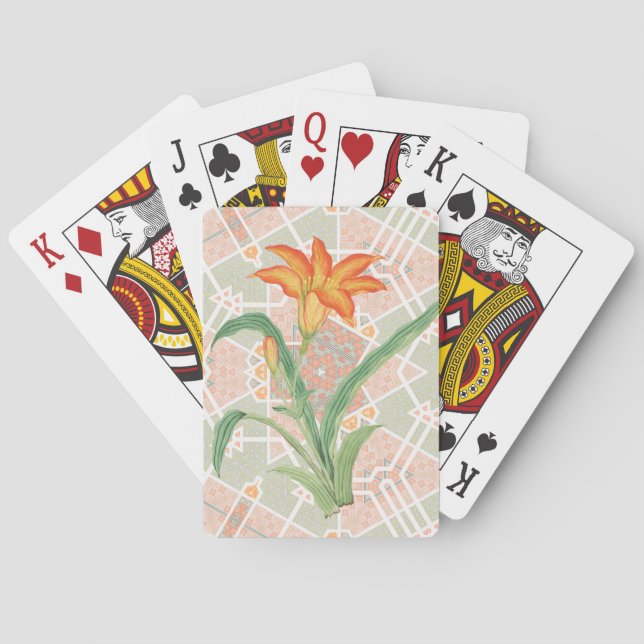 Vintage Style Orange Lily Flower Playing Cards (Back)
