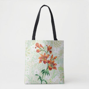 Vintage Style Orange Lily Flowers Tote Bag