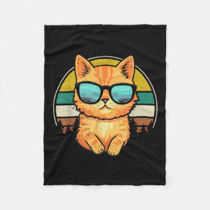 Vintage Style Orange Tabby Cat Friendly Wearing Su Fleece Blanket