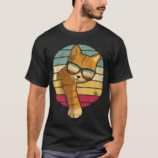 Vintage Style Orange Tabby Cat Wearing Sunglasses  T-Shirt