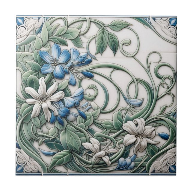 Vintage Style Ornate Ceramic Tile (Front)