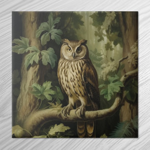 Vintage Style Owl in Enchanted Forest Tile