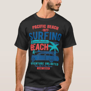 Vintage Style Pacific Beach California Surfing  T-Shirt