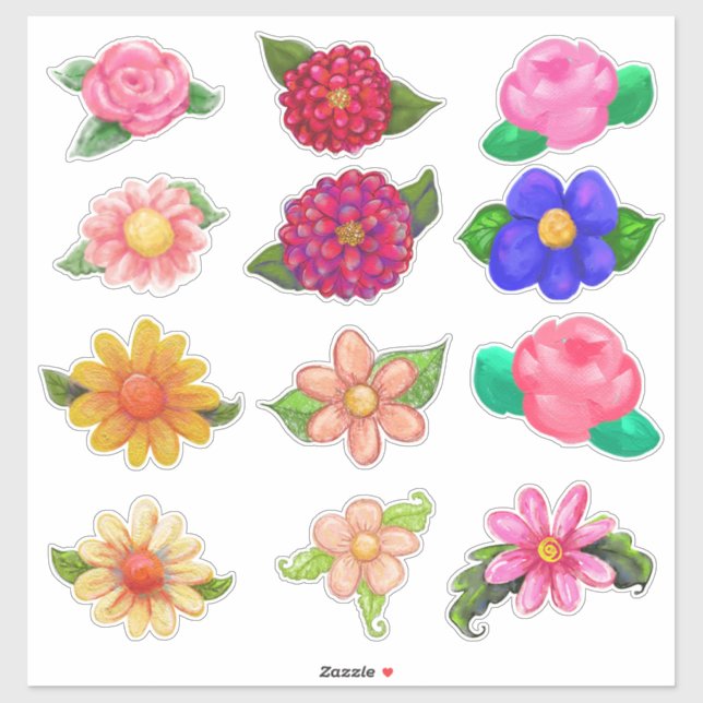 Vintage Style Painted Flowers (Sheet)
