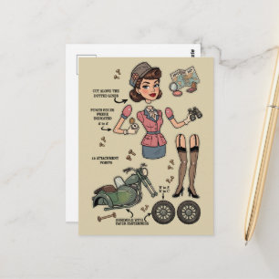 Vintage Style Paper Doll Kit Adventure Postcard