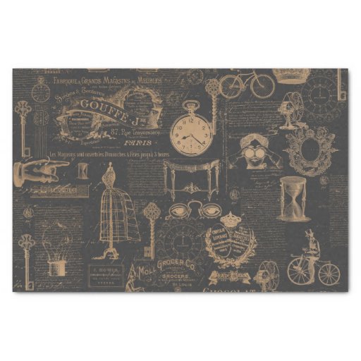 Image of Vintage Style Paris | Old Script | Decoupage Tissue Paper