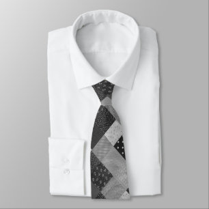 vintage style patchwork fabric black and white tie